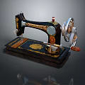 Vintage Sewing Machine With Decorative Patterns And Metal Components Classic Design 3d model