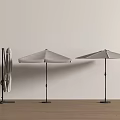 Outdoor Sunshade Umbrella Foldable And Open Styles With Black Frame Stand