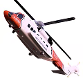 US Coast Guard Helicopter With Red White Orange Design 3d model