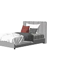 Gray Upholstered Double Bed With White Sheets Gray Comforter And Decorative Pillows 3d model