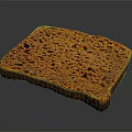 Square Baked Toast Slice With Porous Golden Orange Red Crusty Surface Texture