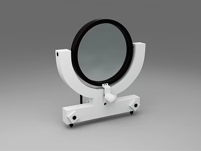 Industrial Equipment With White Support Frame And Black Circular Component On Wheels 3d model