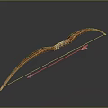 Traditional Wooden Bow with Intricate Carvings and Matching Arrow Handcrafted Ancient Weapon Design