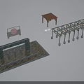 Long Outdoor Garden Pergola With Grid Top Columns And Decorative Pavilion Signage