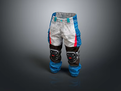Durable Workwear Pants With Knee Pads Blue White Red Accents For Daily Use 3d model