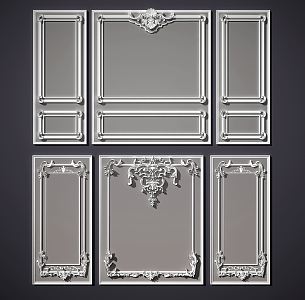 European-style lines, carved gold, parapet lines 3d model