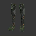 Stylish Gray Knee High Boots with Red Accents and Stiletto Heel Design
