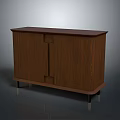 Modern Wooden Console Cabinet With Double Doors And Metal Legs For Entryway