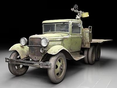 Vintage Green Flatbed Truck With Mounted Equipment And Classic Design 3d model