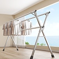 Household stainless steel folding floor drying rack 3d model