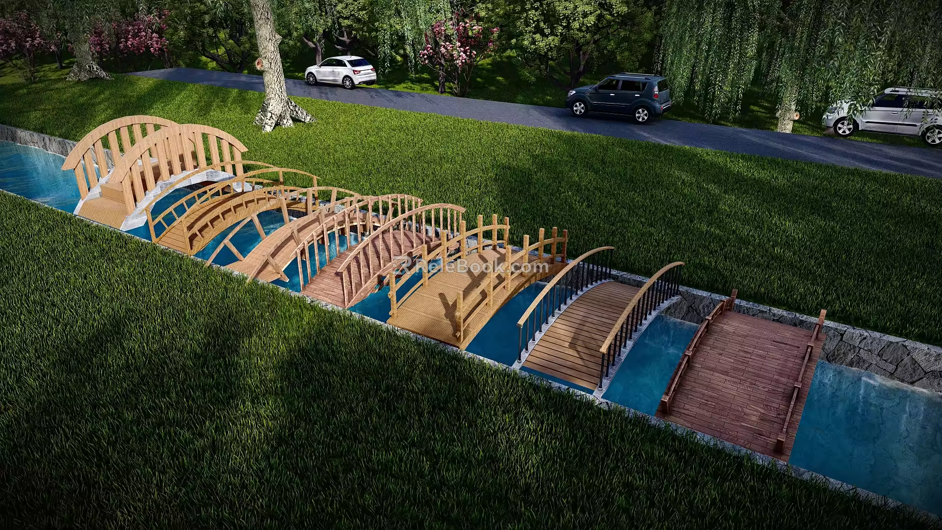Wooden bridge trestle bridge Xiao Qiao is a wooden bridge landscape bridge arch bridge 3d model