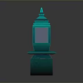 Green Outdoor Square Lamp Post With Yellow Light And Textured Base