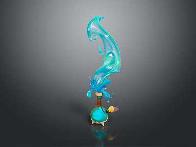 Modern Stylish Blue Liquid Design Decorative Home Accessory With Yellow Base 3d model