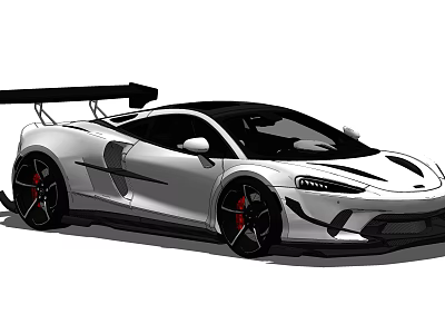 Sleek Silver Sports Car With Black Roof Rear Spoiler And Aerodynamic Design 3d model