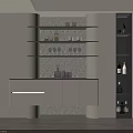 Modern White Sideboard With Glass Shelves And Wine Bottles In Textured Backdrop