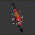 Red Futuristic Motorcycle With Sleek Body Exposed Silver Engine And Metallic Wheels