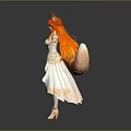 Anime Character Model Featuring Fox Ears Long Red Hair Fox Tail And White Outfit