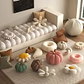 Soft Colorful Decorative Pillows Featuring Flower and Pumpkin Shapes for Living Room