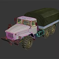 White Six Wheel Military Transport Truck With Green Canvas Covered Cargo Bed
