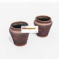 Brown Ceramic Jars With Woven Texture And Black Interior For Household Use 3d model