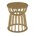 Wicker Side Table Featuring Natural Woven Design And Slender Legs For Home Decor