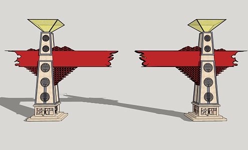 New Chinese-style Gate Entrance 3d model