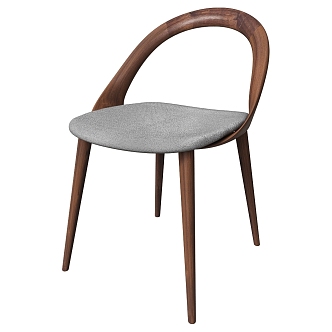 Porada Ancient Style Walnut Fabric Dining Chair Leisure Chair 3d model