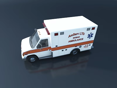 Amson Ltd Ambulance Service White Vehicle With Orange Stripes And Number 43 3d model