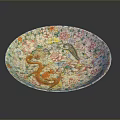 Decorative Carved Sculpture Plate Featuring Intricate Floral and Dragon Patterns Design