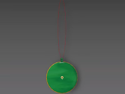Elegant Green Circular Jade Pendant With Red String And Central Accent Detail 3d model