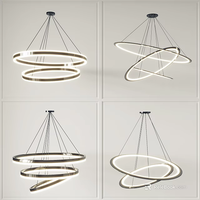 Modern Pendant Lights With Circular Ring Design And LED Illumination 3d model