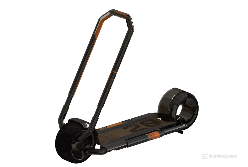 Black and Orange Electric Scooter with Large Wheels Modern Sports Equipment Design featuring SG Logo 3d model 