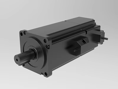 High Performance Industrial Servo Motor with Black Metal Housing Precision Shaft and Durable Design 3d model