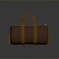 Stylish Brown Monogrammed Leather Handbag With Dual Handles And Shoulder Strap