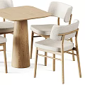 Modern Dining Table Set With Square Wooden Top And Four Light Upholstered Chairs