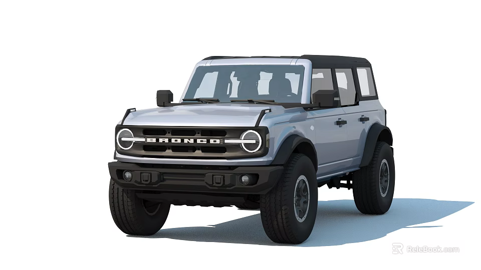 Ford Bronco Four Door Off Road SUV with Black Roof Round Headlights and Large Tires 3d model 