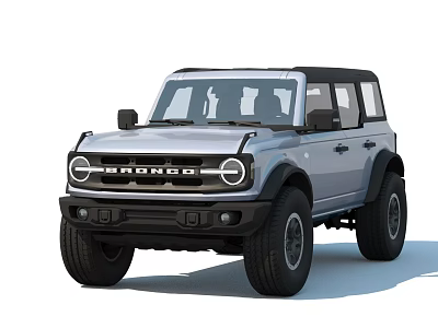 Ford Bronco Four Door Off Road SUV with Black Roof Round Headlights and Large Tires 3d model
