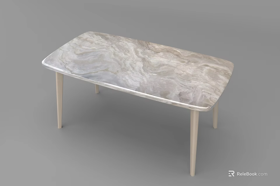 Modern Dining Table With Elegant Marble Top And Sleek Minimalist Thin Legs 3d model 