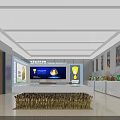 Ecological Agriculture Exhibition Hall With Circular Blue Logo Screen Displays And Wheat Ear Decoration