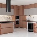 Open Kitchen Kitchen Cabinet Combination Round Range Hood Kitchen Appliances Combination Kitchen Island Table 3d model