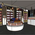 Elegant Tobacco and Liquor Store Interior With Display Shelves Red Gift Boxes And Products