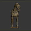 Traditional Artistic Colorful Horse Sculpture With Decorative Saddle And Square Base