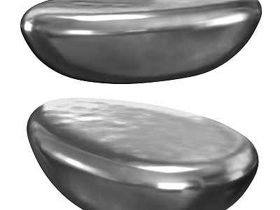 Modern Sleek Metallic Silver Coffee Tables With Shiny Smooth Pebble Shaped Surface 3d model
