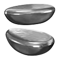 Modern Sleek Metallic Silver Coffee Tables With Shiny Smooth Pebble Shaped Surface 3d model