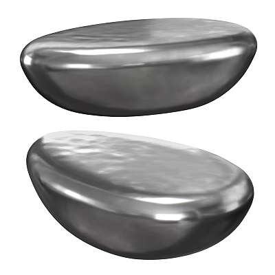 Modern Sleek Metallic Silver Coffee Tables With Shiny Smooth Pebble Shaped Surface 3d model