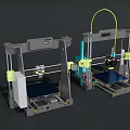 Two Desktop Industrial 3D Printers With Metal Frames And Print Beds 3d model
