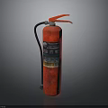 Red Fire Extinguisher With Pressure Gauge Black Hose And Safety Label