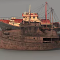 Two Ships With Red White Hull And Brown Rusty Deck Details 3d model