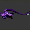 Purple Snake With Cat Ears Glowing Blue Tail Shiny Scales Fantasy 3D Render