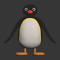 Cute Penguin Doll With Black White Body Red Beak Yellow Trim And Orange Feet